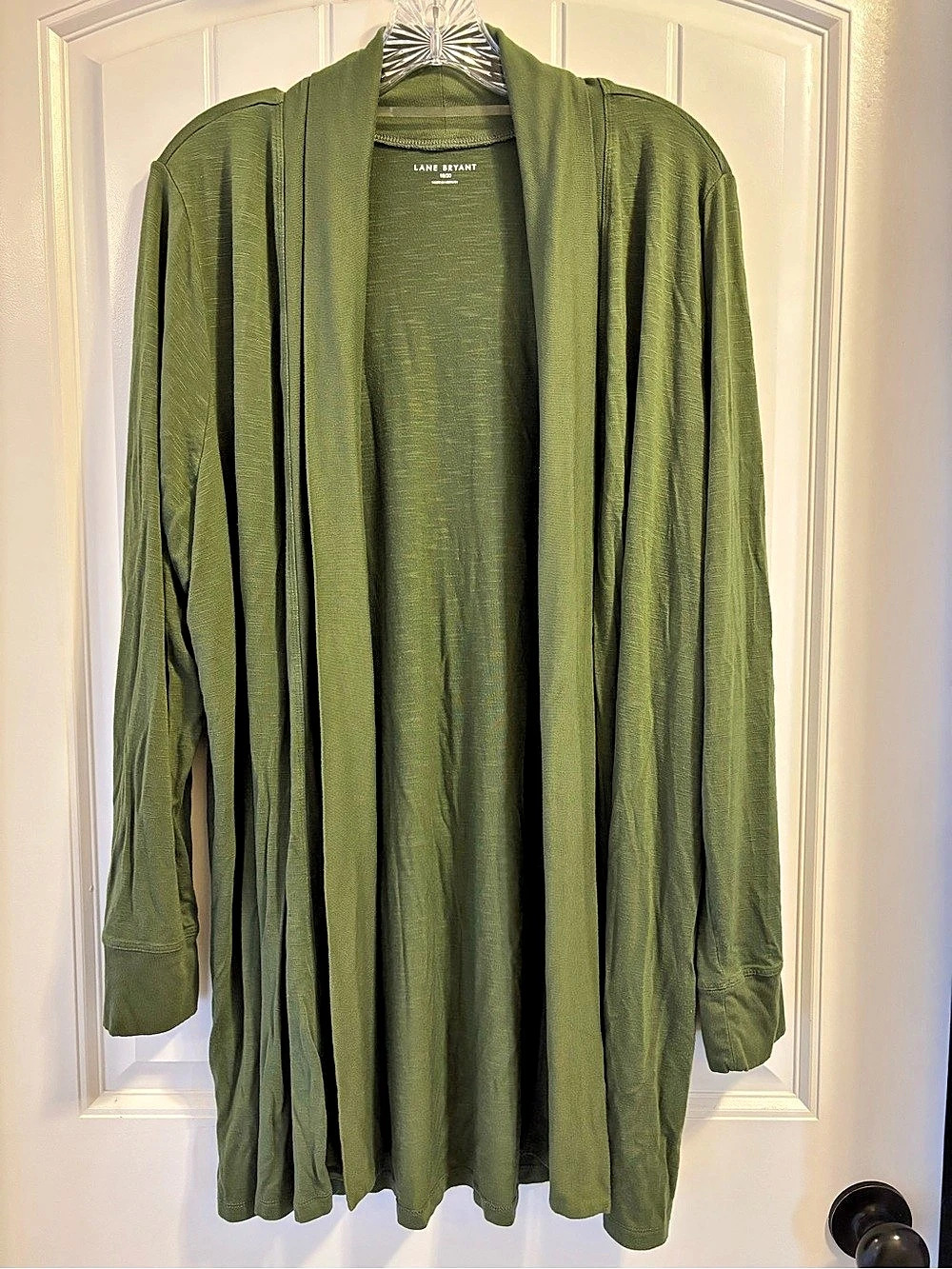 Lane Bryant Modern Long-Sleeve Open-Front Cardigan Olive Green Size 18/20